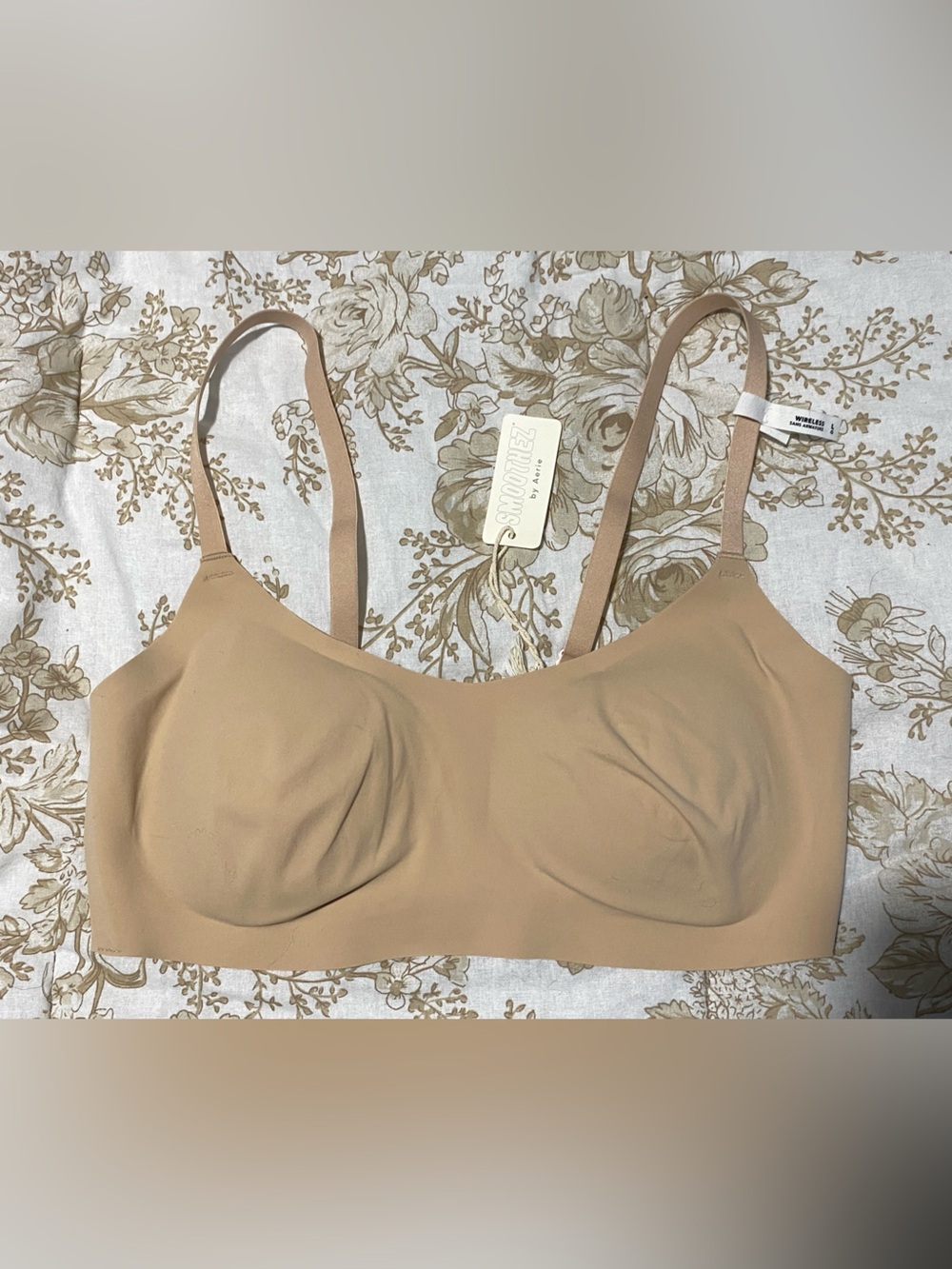 Aerie Smoothez Seamless Nude Wireless Bralette Size Large NwT